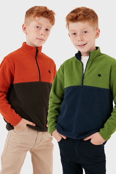 Lela Soft Textured Half Zip Color Block Stand Collar 2-Pack Fleece Children's Polar 5905004S2