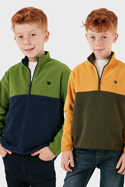Lela Soft Textured Half Zip Color Block Stand Collar 2-Pack Fleece Children's Polar 5905004S2