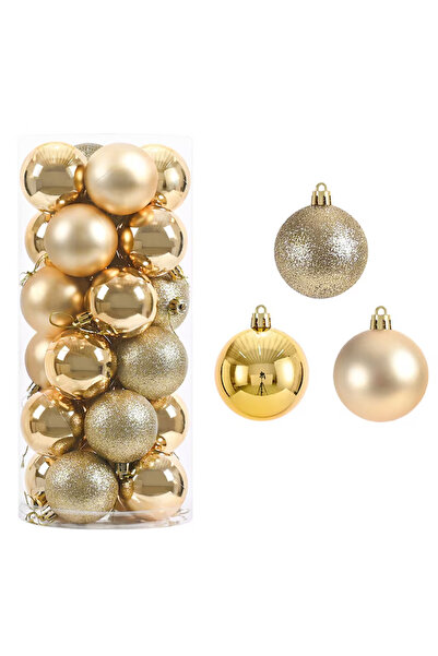Selgot Ornamente de Crăciun pentru brad, diametru 6 cm, culoare aurie, set de 30