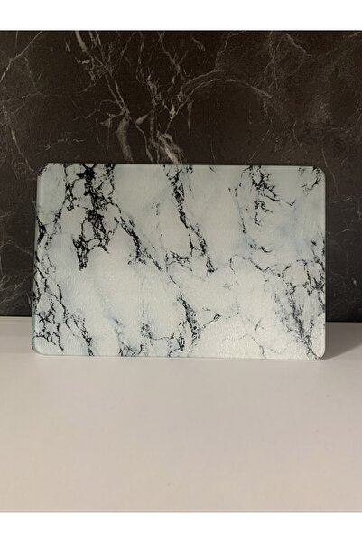 Saban 20X30Cm - Frosted Glass, White Marble - Cutting Board - Presentation Tray