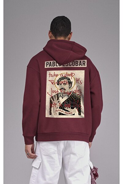 king brich Оверсайз суитшърт с качулка и принт на Пабло Ескобар, унисекс