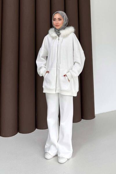 Melike Tatar Kürk Taşlı Üç İplik Takım 76-6010