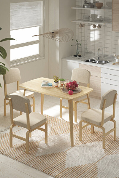 VİLİNZE Ege Sandalye Demre Ahşap Mdf Mutfak Masası Takımı - 70x120 Cm
