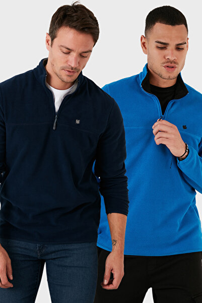 Buratti Slim Fit Anti-Pilling Non-Pilling Bato Collar Raised 2-Pack Fleece Men's Polar 5906
