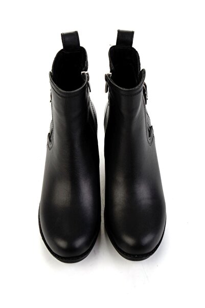 Bambi Siyah Siyah Hakiki Deri Kadın Bot & Bootie K02040500103