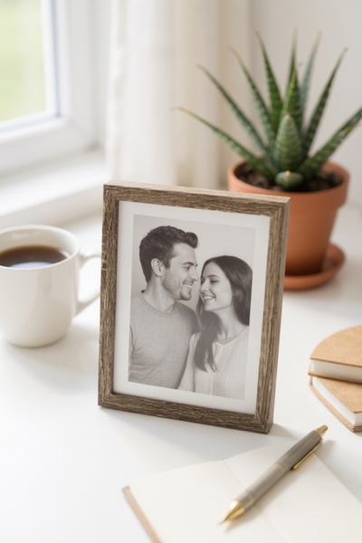 EMNASA ΞΥΛΙΝΗ ΚΟΡΝΙΖΑ ΜΕ ΓΥΑΛΙ ΣΤΗΝ ΠΡΟΣΟΨΗ, ΣΕΤ 4 ΤΕΜΑΧΙΩΝ, 20x15, ΔΙΑΚΟΣΜΗΤ...