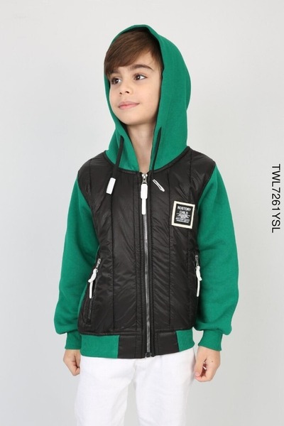 ANKANOVA معطف بومبر للأولاد بغطاء للرأس مصنوع من قماش ثلاثي الخيوط مع تفاصيل ...