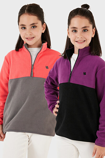 Lela Soft Textured Half Zip Color Block Stand Collar 2-Pack Fleece Children's Polar 5905004S2