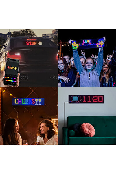 zola Digital LED RGB car screen, text and symbols, 34 x 9 cm, app, remote control, USB