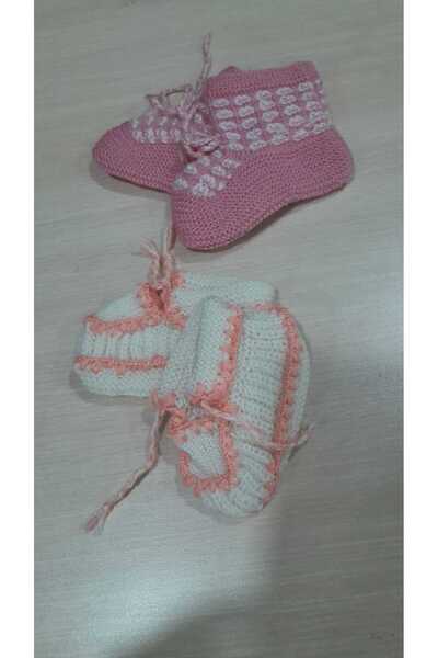 Papatyam 2 Pieces Hand Knitted Baby Booties / Handmade Booties / Dowry Booties / Knitted / Home Booties / Handmade Socks