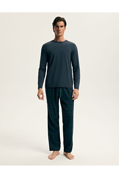 ESOTIQ HOMME Men's Classic Pajama Set Long Sleeve & Pants Relaxed Fit Breathable Comfy | Annex