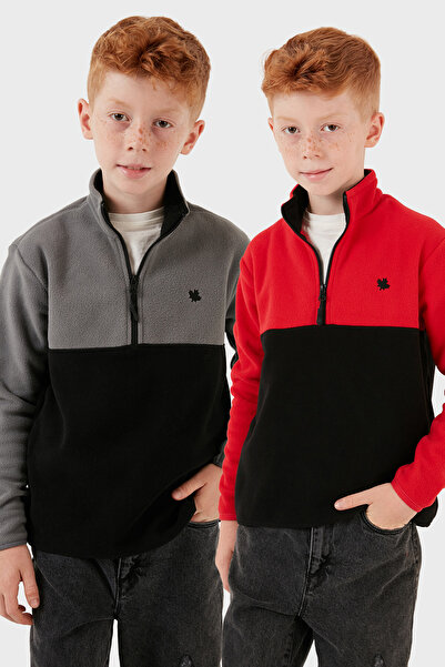Lela Soft Textured Half Zip Color Block Stand Collar 2-Pack Fleece Children's Polar 5905004S2