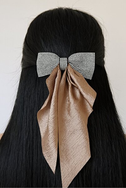 TAKIŞTIR Beige Color Stone Detailed Ribbon Vending Machine Buckle