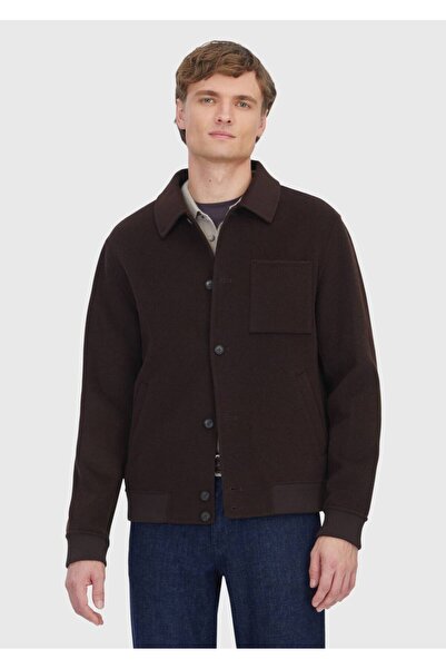 Ramsey Kahverengi Regular Fit Dik Yaka Casual Örme Mont