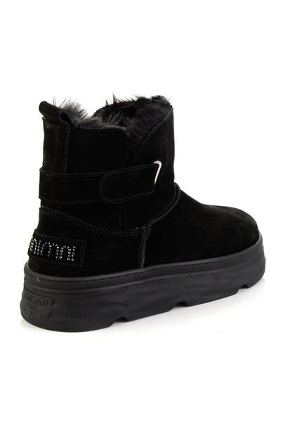 Bambi Siyah Hakiki Deri Kadın Bot & Bootie K02748100702