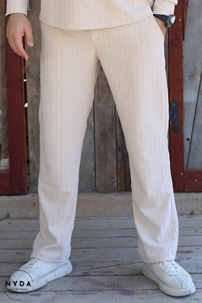 Nyda Collections Ανδρικό παντελόνι κοτλέ υφασμάτινο ριγέ με ελαφρύ τσέπες ελα...