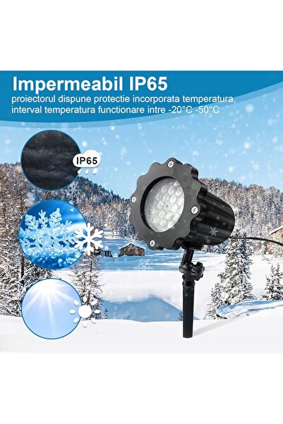 YWX Christmas Projector YWX, LED, Snowflake Model, 12W, 110/240V, IP65, Black