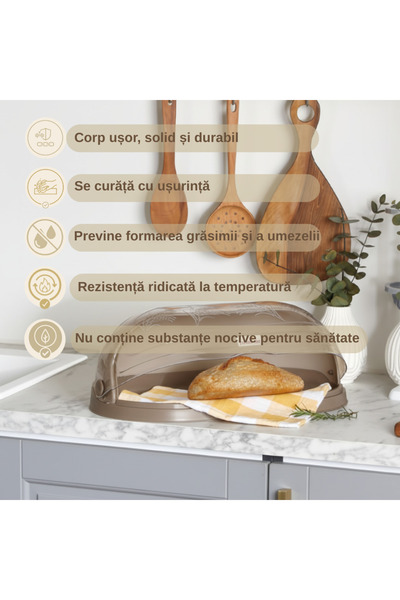 Köken Bread Box, large capacity, holder with window, elegant, PP Plastic BPA Free, 47x27.5x17cm, White