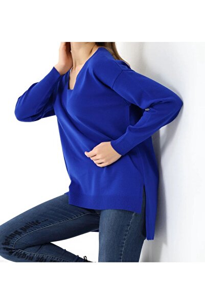 tülaybutik Women's Seasonal V-Neck Plain Knitwear Sweater