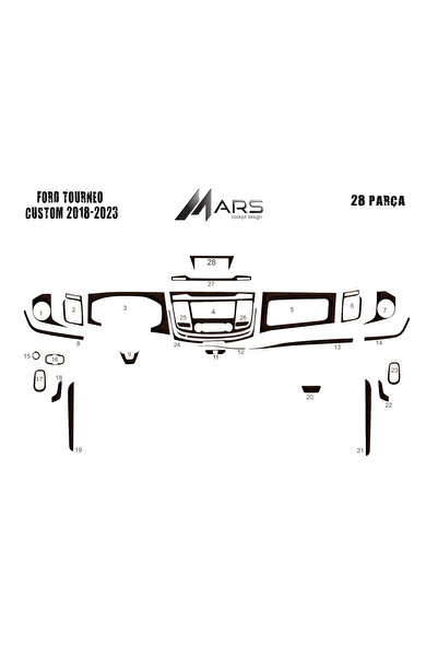 Marscockpitdesign غطاء كونسول تورنيو كونسول-تيربيدو لسيارة فورد 2018-2023