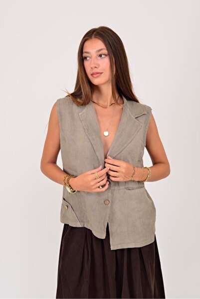 Park Moda 5157 BLUZĂ VESTĂ DE IN CU DETALII CU BUTOANE CU TĂIȚĂ ASIMMETRICĂ