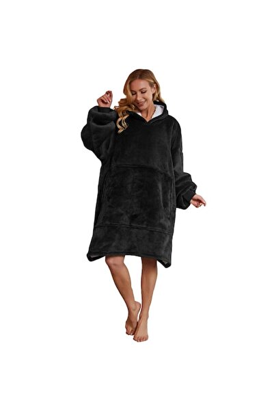 ZOLTA Pătură cu mâneci și glugă, stil hanorac, buzunar, mărime universală, 16...