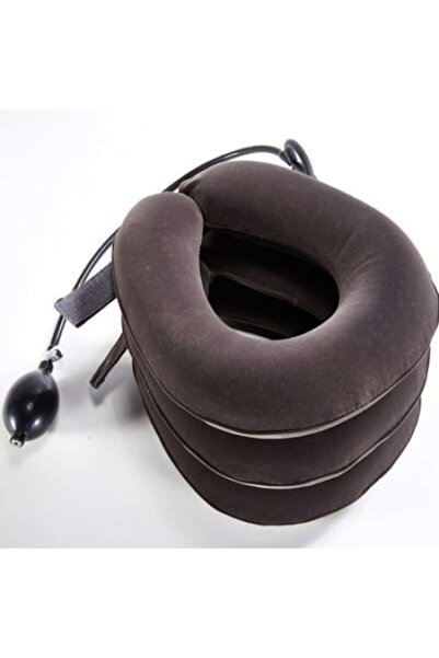 Aloha Online Cervical Collar for Elongation, Spine Correction, Pain Relief, Inflatable, 3 Chambers, Brown