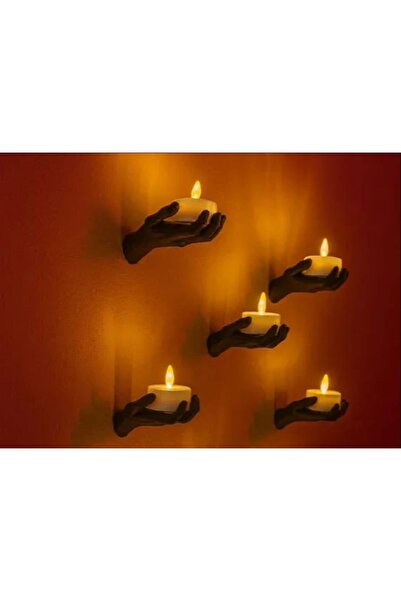 DNRYSL 5’li El Figürlü Duvar Elektronik Mumluk Seti, Dekoratif Mumluk, Mum Hediyeli 12x9 cm.