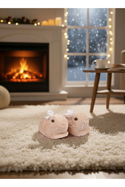 Butik Sand Beige Rabbit Figured Home Slipper