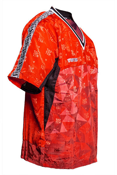 Top Ten V-neck T-shirt, "Prism", Top Ten, Red, M