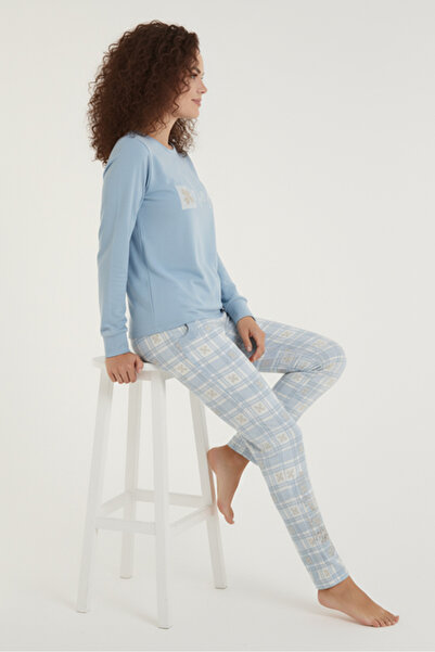 Bravie Luxury Thermal Online Floral Patterned Women's Fleece Winter Pajama Set – 42063