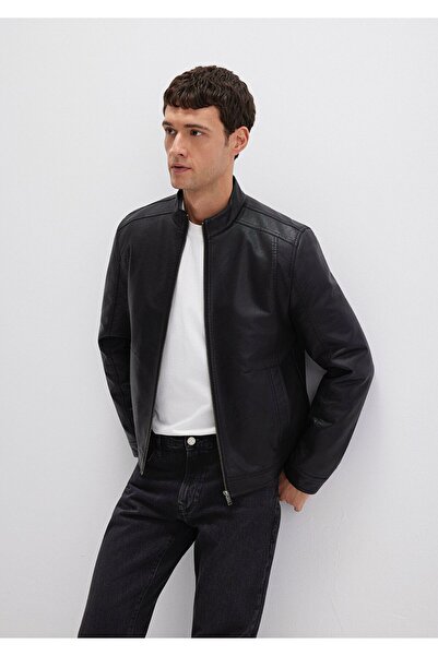 Mavi black brando erkek deri mont siyah