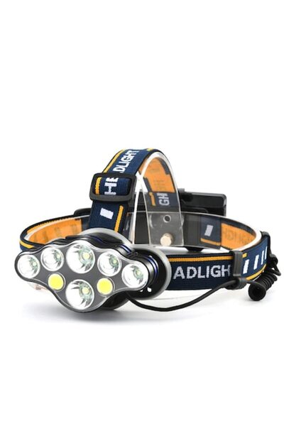 Andowl Lanternă frontală, 8 LED-uri, albastru și galben, suport pentru cap, f...