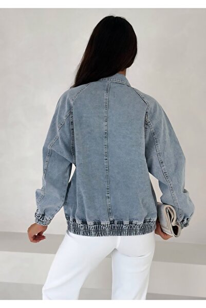 Noa Noa Eteği Lastik Detaylı Uzun Kot Ceket