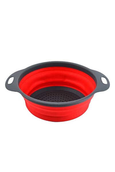 OEM Στρογγυλό σουρωτήρι με λαβές σιλικόνης, 30x24 εκ., Πορτοκαλί/Γκρι