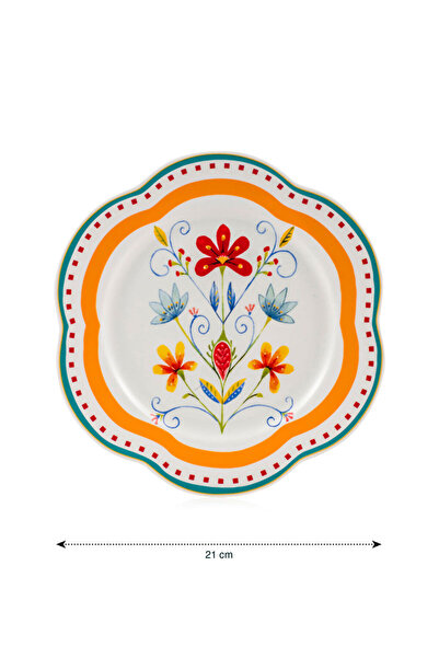 LC Waikiki Çiçek Desenli Porselen Pasta Tabağı 21 cm
