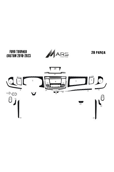 Marscockpitdesign غطاء كونسول تورنيو كونسول-تيربيدو لسيارة فورد 2018-2023