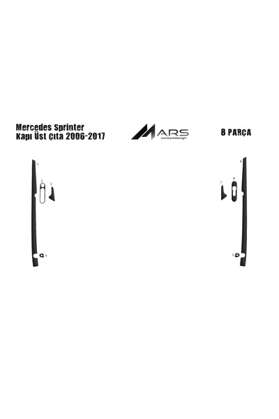 Marscockpitdesign شريط علوي للباب لسيارة مرسيدس سبرينتر-كرافتر 2006 8 قطع