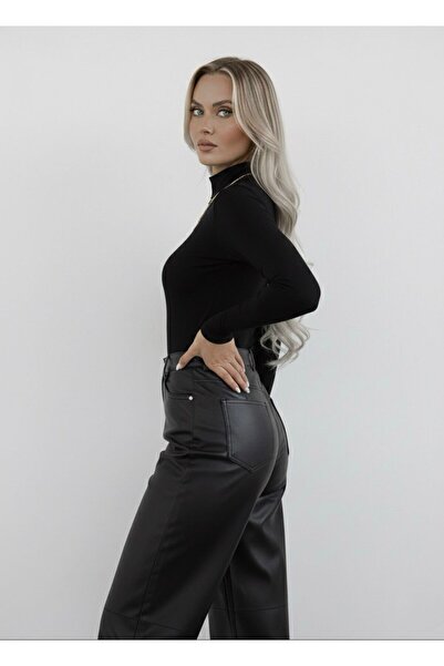 hashtag Lycra viskózové elastické dámské body s rolákem a dlouhým rukávem, 3 kusy (černá–hnědá–béžová) | Denní použití a kancelář