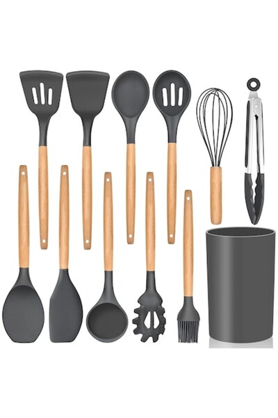 OEM Set 12 ustensile de bucătărie, silicon, gri