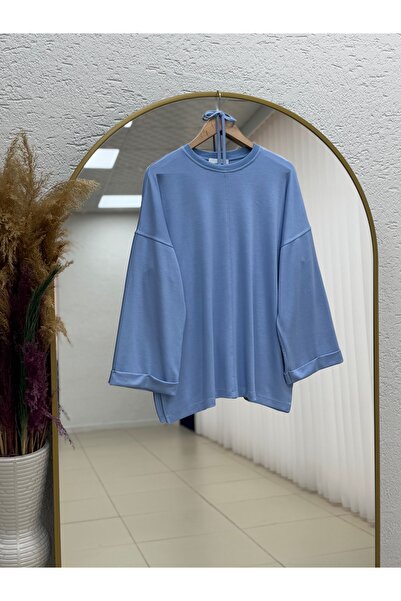 BENAHOLL Ariyla με ραφές στο μπροστινό μέρος και στα άκρα των μανικιών, άνοιγμα κορδόνια στα πλαϊνά Sweat-ZN5988 Μπλε