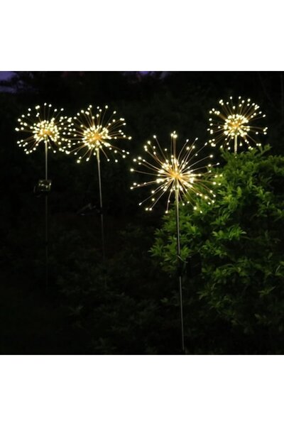 TOPEO Set 2 lămpi solare LED, stil artificii, cupru, 120 LED-uri, multicolor