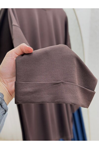 BENAHOLL Ariyla με ραμμένες πλευρές στο μπροστινό μέρος και στα άκρα των μανικιών άνοιγμα Two Threads Sweat-ZN5988 Καφέ