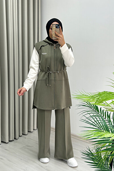 T Moda Store Tripen Yeni Sezon Premium Kalite Kapüşonlu Yelekli Tesettür Üçlü Takım