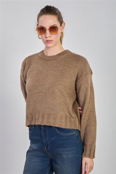 BARRELS AND OIL Women's Long Sleeve Knitwear Sweater - Stone Color