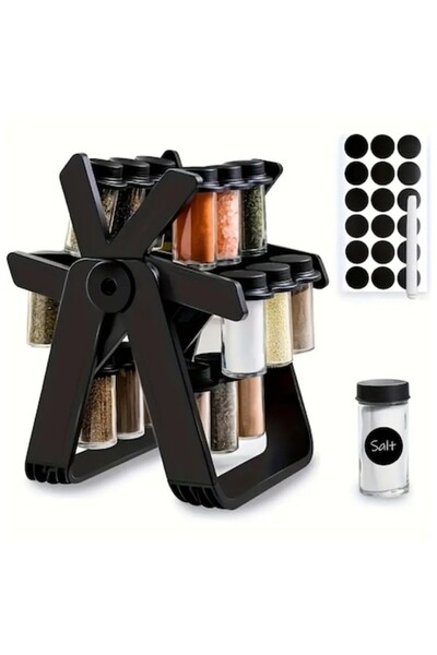 LEVCO Set 18 recipiente pentru condimente cu suport rotativ la 360°, design m...