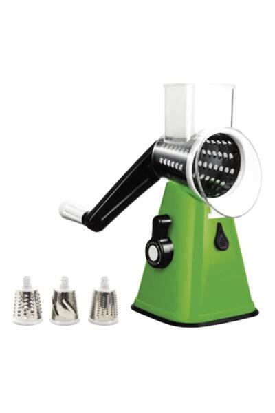 OEM Χειροκίνητος τρίφτης, TEKNO CHEFF, 4 σε 1, με 3 εναλλάξιμες λεπίδες, Πράσινο