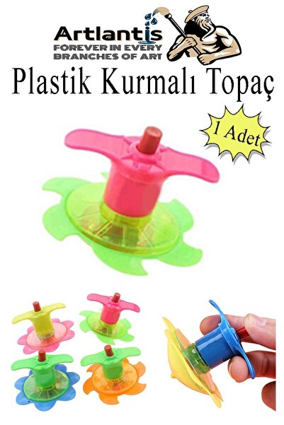 Artlantis Plastik Topaç 1 Adet Plastik Kurmalı Topaç Dönen Topaç Hediye Çocuk...