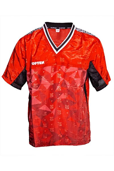 Top Ten V-neck T-shirt, "Prism", Top Ten, Red, M