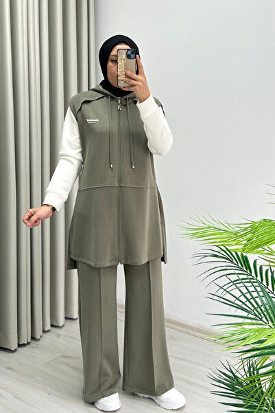 T Moda Store Tripen Yeni Sezon Premium Kalite Kapüşonlu Yelekli Tesettür Üçlü Takım